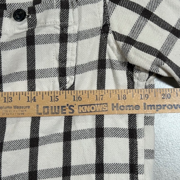 American Eagle Outfitters Mens Medium White Black Grid Plaid Flannel Shirt M - Picture 7 of 8